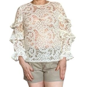 Lace Ruffle Sleeve Top